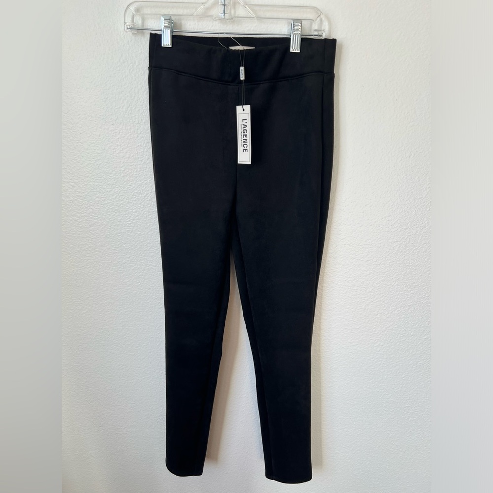 NWT L’AGENCE faux suede black leggings size S